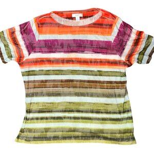 (5 for $25)cj banks womens Short Sleeve Striped Top 2X Boho Retro Casual